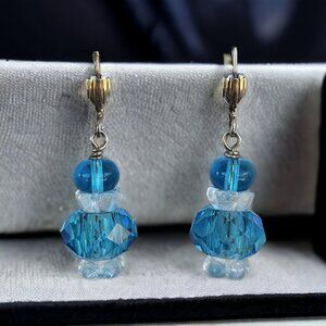 Blue Crystal Earrings with Czech and Glass Accents